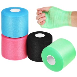 GLEAVI 4rolls Athletic Tape Pre Wrap High Elasticity Wrist Wraps for Sports Hair Boxing and Baseball Thickened Adhesion Multiple Colors