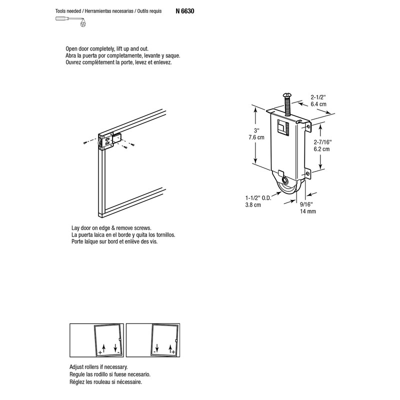 Prime-Line N 6630 Stamped Steel, Adjustable Mirror Door Roller Assembly,