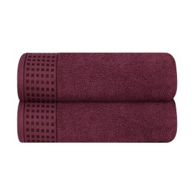 GLAMBURG 100% Cotton 2 Pack Oversized Bath Towel Set 28x55 Inches, Ultra Soft Highly Absorbant Compact Quickdry & Lightweight Large Bath Towels, Ideal for Gym Travel Camp Pool - Burgundy