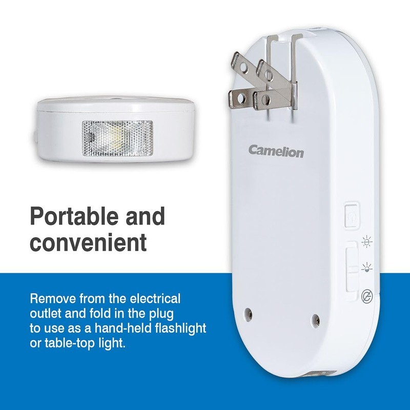 Camelion 3-Pack 4-in-1 Plug-in Power Failure Night Light,Motion and Light