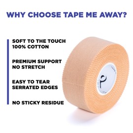 (8-Pack) Athletic Tape | Beige | Easy Tear | Strong | Medical Wrap | Support | Zinc Oxide | 1.0 inch x 33 ft