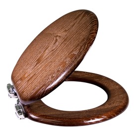 Dalton Wooden Round Soft Close Toilet Seat, Java Brown, Quick Release, Easy to Install – Design House