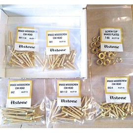 Astone Brass Screws assortments (110 Screws 8 x ¾'', 1'', 1¼'', 1½'', 2'')