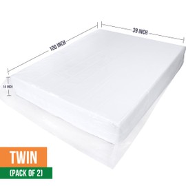 Utopia Home Twin Size Mattress Cover for Moving (2 Pack), 2 Mil Thick Plastic Mattress Bag for Disposal, Mattress Encasement Fits Mattresses up to 14 Inches, Mattress Bags for Moving