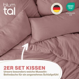 Blumtal Muslin Cushion Cover 40 x 80 cm Set of 2 – Oeko-Tex Certified Muslin Pillow 40 x 80 cm Cover – Cushion Cover 40 x 80 cm Muslin – 100% Cotton Pillowcase 40 x 80 cm Muslin Purple