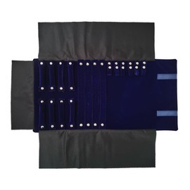 SCIKHEFT Travel Roll Bag Jewelry Display Storage Organizer Multi-function Velvet Pouch (Blue)