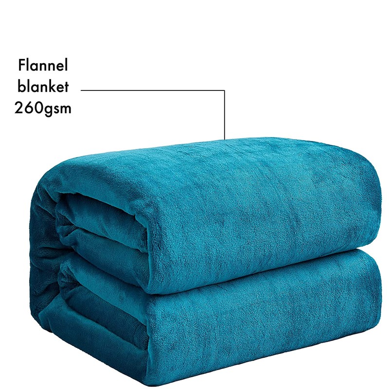 Turquoise Blue Flannel Fleece Blanket fluffy throw Super soft Bed