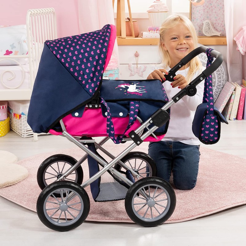 Bayer: Baby Doll City Star Pram in Polka Dots, Blue/Pink