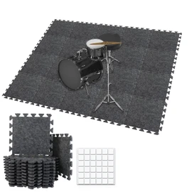 TroyStudio Thick Sound Absorbing Interlocking Floor Mats, 20 Pcs 11x 11 x 0.4 inches High Density Piano Carpet Drum Rug, Non-Slip Anti Vibration Soundproof Pads Acoustic Blankets for Music Studio
