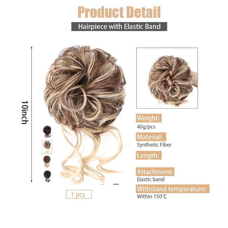 XFSRG Lockerer Dutt Haargummi mit Locken Haarteil mit Gummiband Voluminöser,