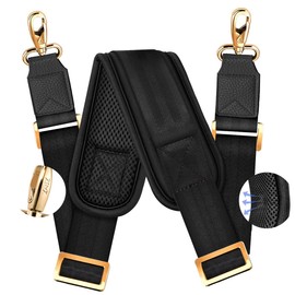 ZINZ 60" Universal Bag Strap with Ultra-thick Fixed Breathable Pad Adjustable Heavy-duty Shoulder Strap for Laptop bag Crossbody Luggage Gym Bag Camera Bag and more -Black