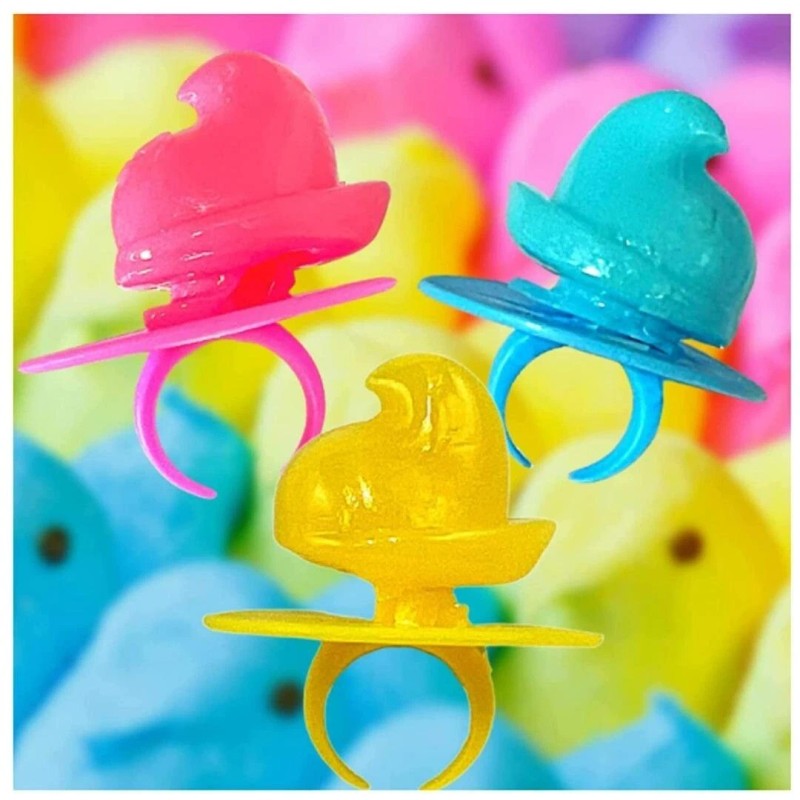 PEEPS Chicks Marshmallow Flavored LOLLIPOP RINGS 4-Count Easter Basket BB