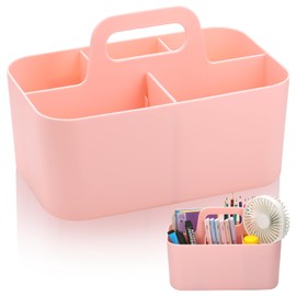 Multipurpose Storage Caddy, Modern Pen Art Storage Organiser with Handle, Kitchen Cleaning Caddy Organiser, Durable PP Table Plastic Organiser, Stackable Cleaning Products Organiser Basket for Desk