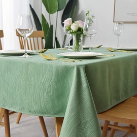 maxmill - Mantel de jacquard con diseño de remolino, resistente al agua, antiarrugas, peso pesado, suave para bufé, banquetes, fiestas, eventos, día festivo, cena, cuadrado, 52 x 52 pulgadas, verde
