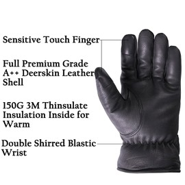 SKYDEER Premium Genuine Deerskin Leather Touch-Screen Winter Driving Gloves for Extreme Cold Condition (SD8681T/M)