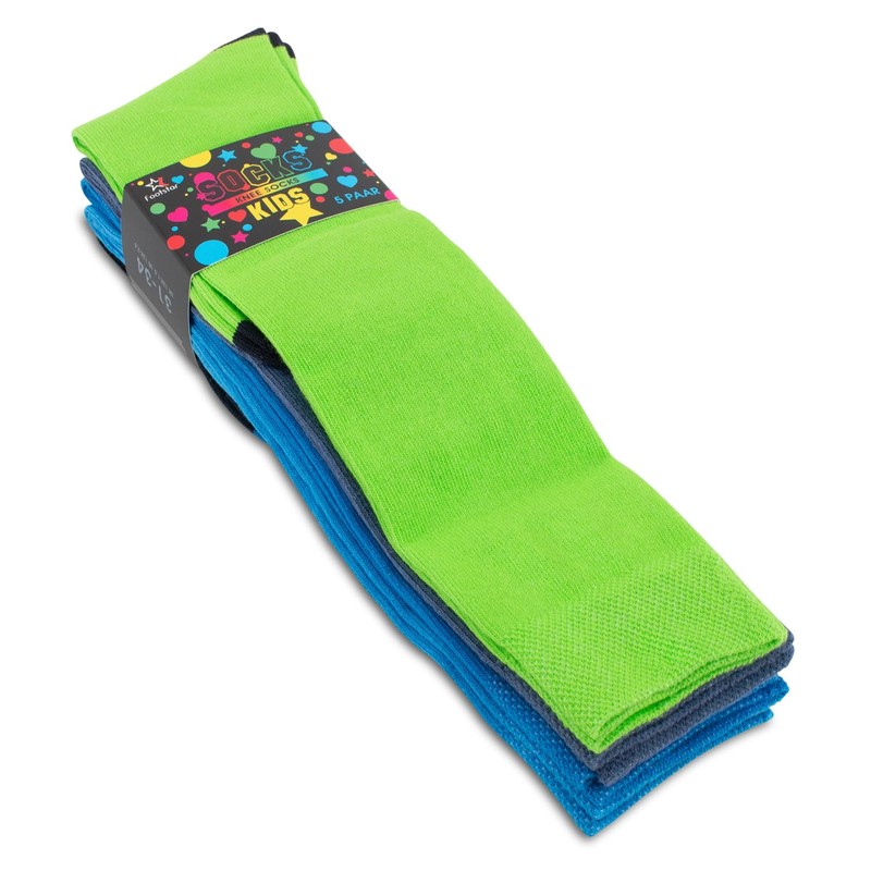 Footstar Children's Cotton Knee Socks (5 Pairs) with Contrasting Heel