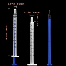 50 Pack 1ml Blue Plastic Syringes with Caps for Science Labs, Liquid Measuring, Watering, Refilling, Oral,Pet
