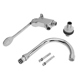 Stainless Steel Foot Operated Faucet Kit, Hands Foot Pedal Control Valve Faucet, Touchless Kitchen Sink Water Tap Vertical Switch Faucet Set with Expansion Screws