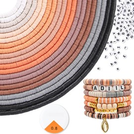 ADIIL 7200pcs Clay Beads Bracelet Making Kit, 10 Colors 6mm Polymer Heishi Beads for Jewelry Making, Friendship Bracelet Kit with Letter Beads Christmas Birthday Gift for Adults Neutral