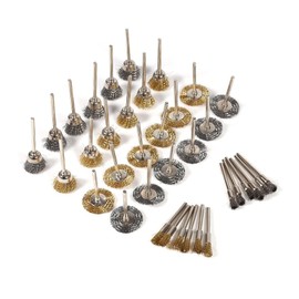 lehom 36 Pcs Brass Steel Wire Brush, Polishing Wheels Full Kit for Grinder Drill Rotary Tools