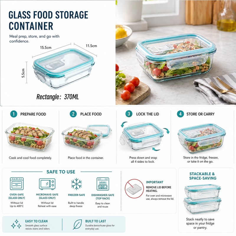 24-Piece Glass Food Storage Container Set for Meal Prep –