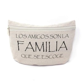 Custom Canvas Makeup Bag Los Amigos Son La Familia Que Se Escoge School Supplies Pencil Tote Pouch 9x6 Inches Natural Design Only