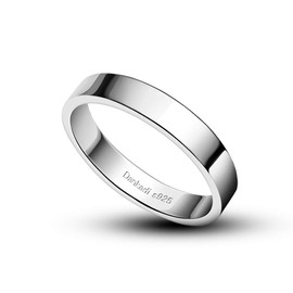Dankadi Men & Women Fashion 925 Sterling Silver Ring Smooth Plain Dome Comfort Solid Silver Ring Wedding Engagement 3.5 mm Ring 9.5# (classic style, 9.5)