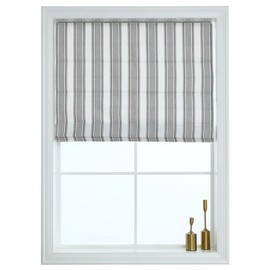 Everyday Celebration Roman Shades for Windows, Room Darkening Shades, Cordless Pull Down Window Shades, Vertical Stripe Shades for Indoor Windows, Woven Fabric Blinds & Shades 27" W X 64" H, (Natural)