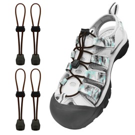 NDTEZUGT 2 Pairs Elastic No Tie Shoe Laces Replacement Laces for Keen Sandal, Round No Tie Shoelaces for Adults and Kids, 2 Pairs Brown (Strong Lock), 40Inch