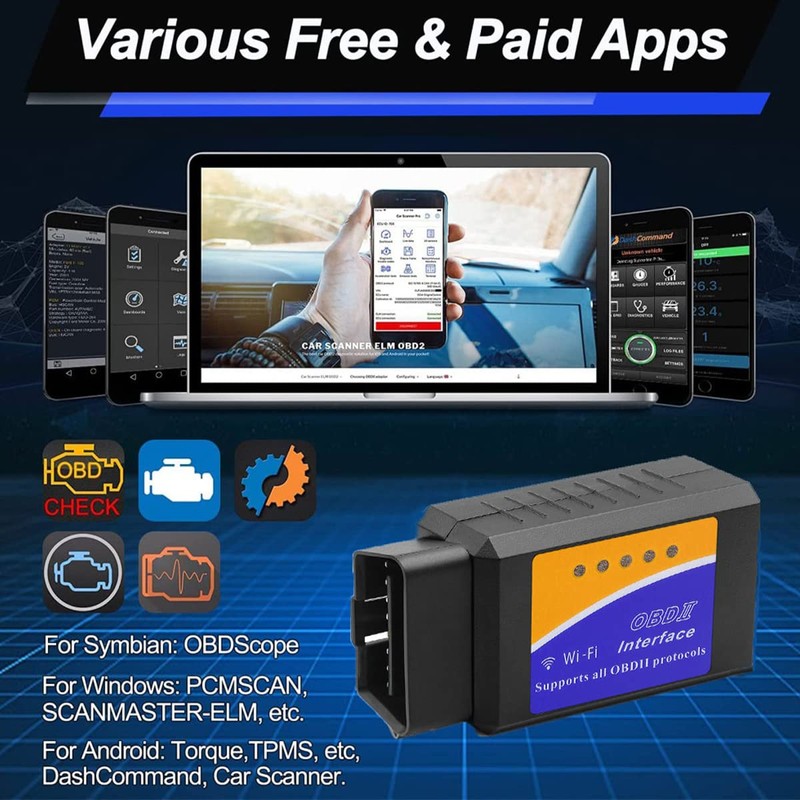 bingsunsunnn OBD2 WiFi Scanner Portable Car Diagnostic Tool WiFi Scanner