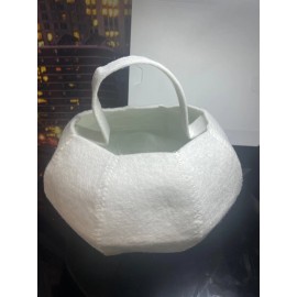 Creative 10 Build A Basket White Felt  Round Easter Basket Storage Bin Creative Craft 8In