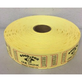Indiana Ticket Company Good For One Drink Roll Of 1000 Tickets 8 Colors Raffle Carnival Fun Fair New - Yellow Drink 1K