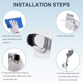 Shower Head Holder, Strong Adhesive and Waterproof Shower Head Holder Wall Mount, Adjustable Handheld Shower Head Holder, No Drilling and Use Conveniently