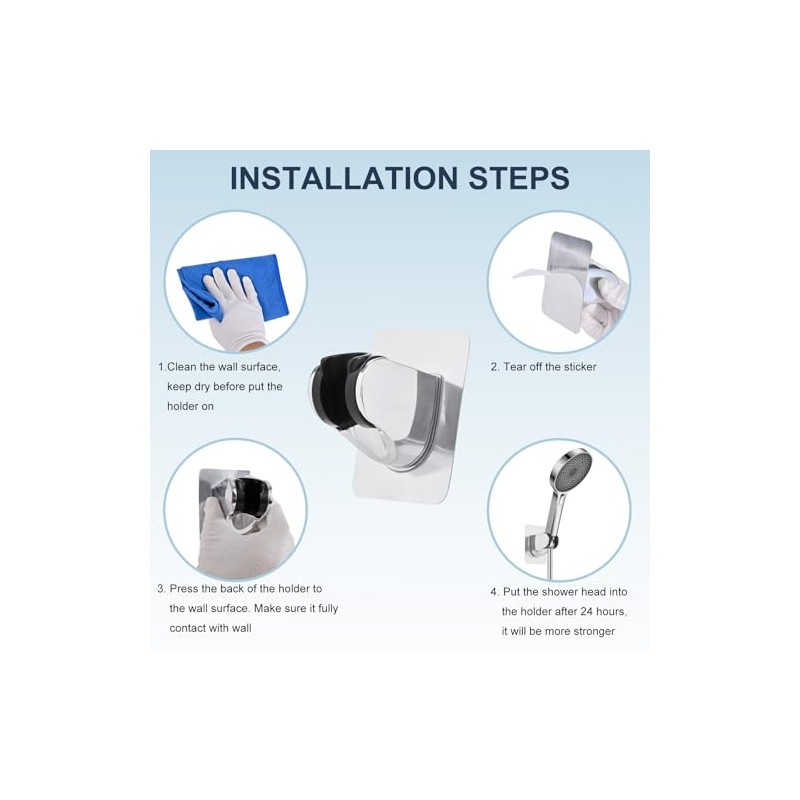 Shower Head Holder, Strong Adhesive and Waterproof Shower Head Holder