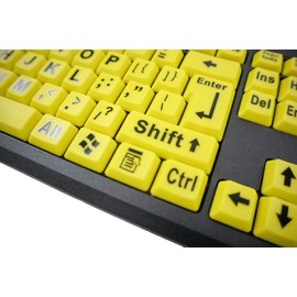 5 Star Super Deals Big Bright Easy See Keyboard Yellow Large Print Letter Keys - Visual Impaired