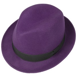 Lipodo Kids Wool Felt Trilby Hat Fedora (One Size - Purple)
