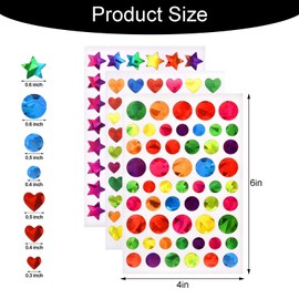 Qwrqwr 30 Sheets Glitter Stickers Heart Stars Round Pattern for Classroom Student Teacher Accessories Children Reward and DIY Decoration