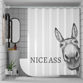 Mahrokh Funny Donkey Shower Curtain Waterproof Fabric Shower Curtain Set Washable Farmhouse Bathroom Decor Bath Curtains with 12 Hooks 72x72 inch (Donkey)