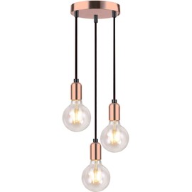 Modern Spiral 3 Pendant Light Fitting, Retro E27 Edison Style Lamp Holder,Suspended Pendant Ceiling Light Fitting-Rose Copper