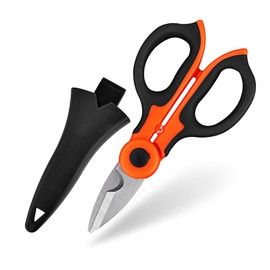 Guakiili Professional Electrician's Scissors, Carbon Steel Scissors, Household Scissors, Wire Stripping Tools for Fabrics, Paper and Cables, Includes Scissor Case