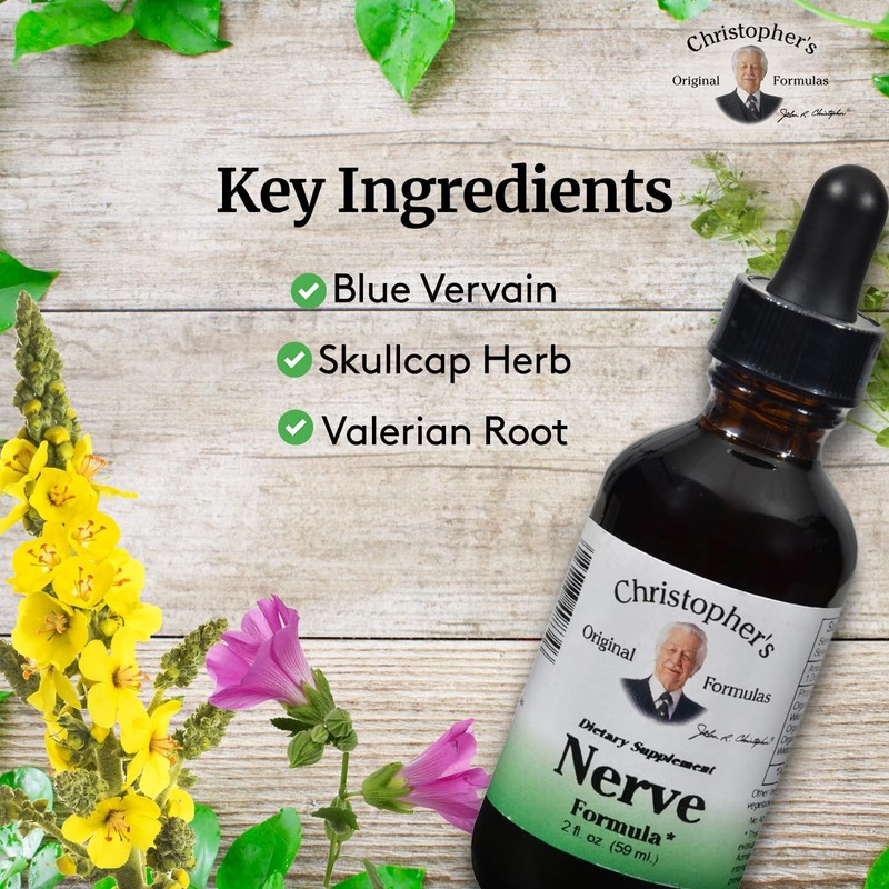 Christopher's Original Formulas Nerve Formula, Natural Herbal Supplement, 2 oz