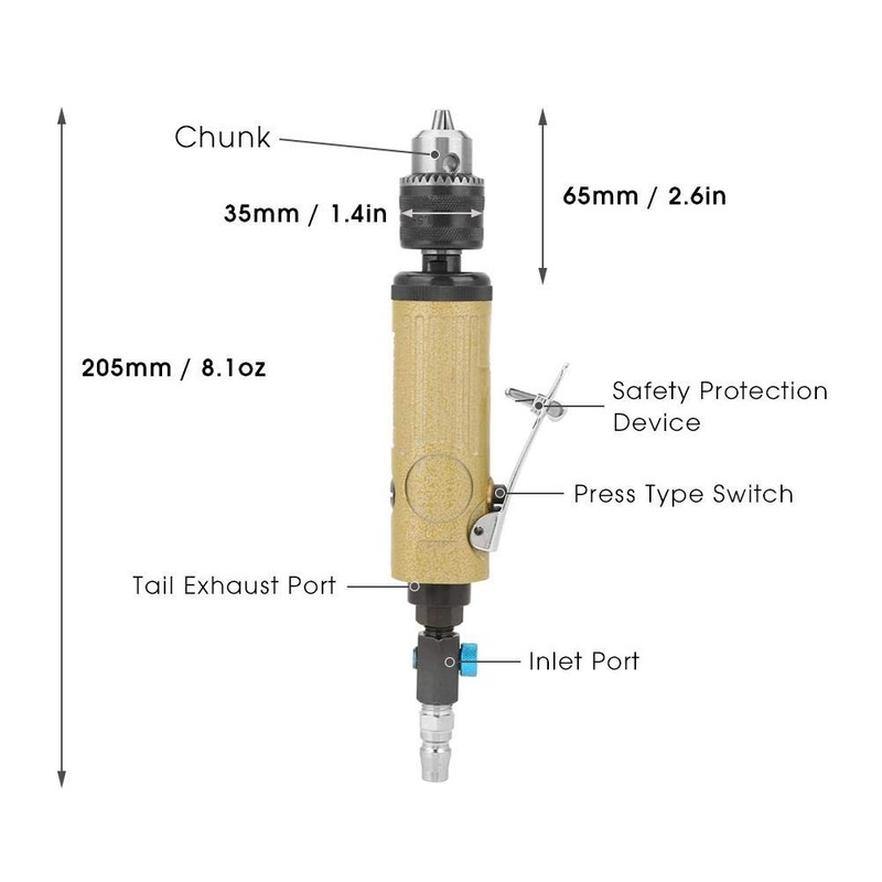 3 8 Straight Pneumatic Drill 22000rpm Air Power Drill High