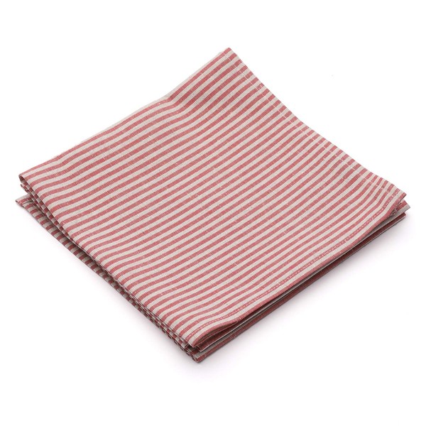 LinenMe Set 4 Servietten Rot Gestreift Leinen Baumwolle Jazz, 46