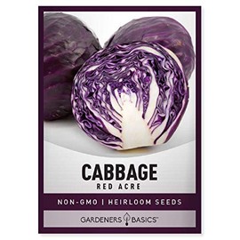 Cabbage Seeds for Planting - Red Acre Heirloom, Non-GMO Vegetable Variety- 1 Gram Seeds Great for Summer, Spring, Fall and Winter Gardens by Gardeners Basics