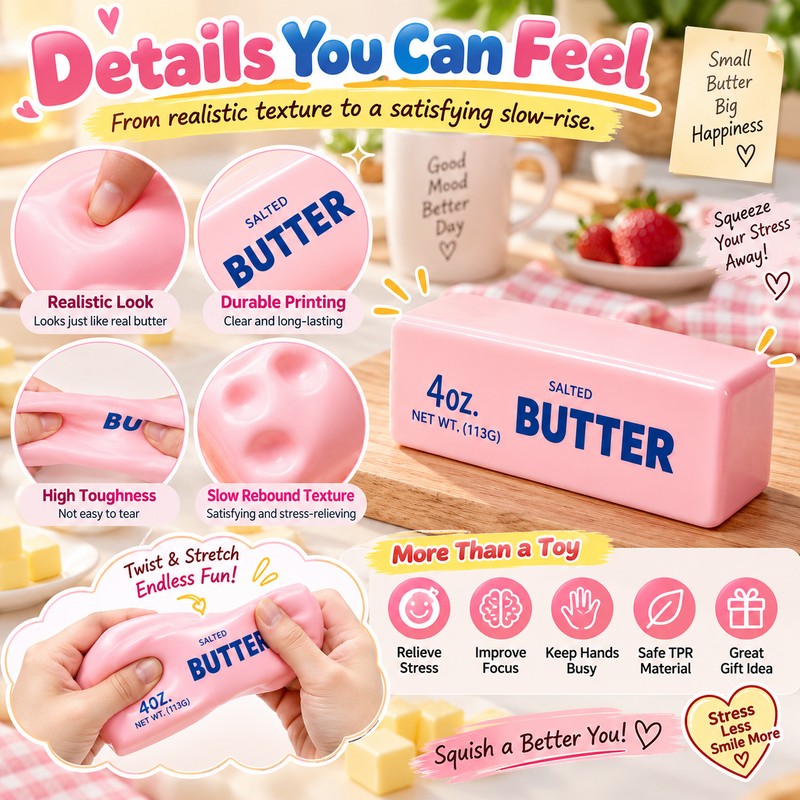 Butter Stick Squishy Stress Ball Fidget Toy Crunchy Squeeze Toy