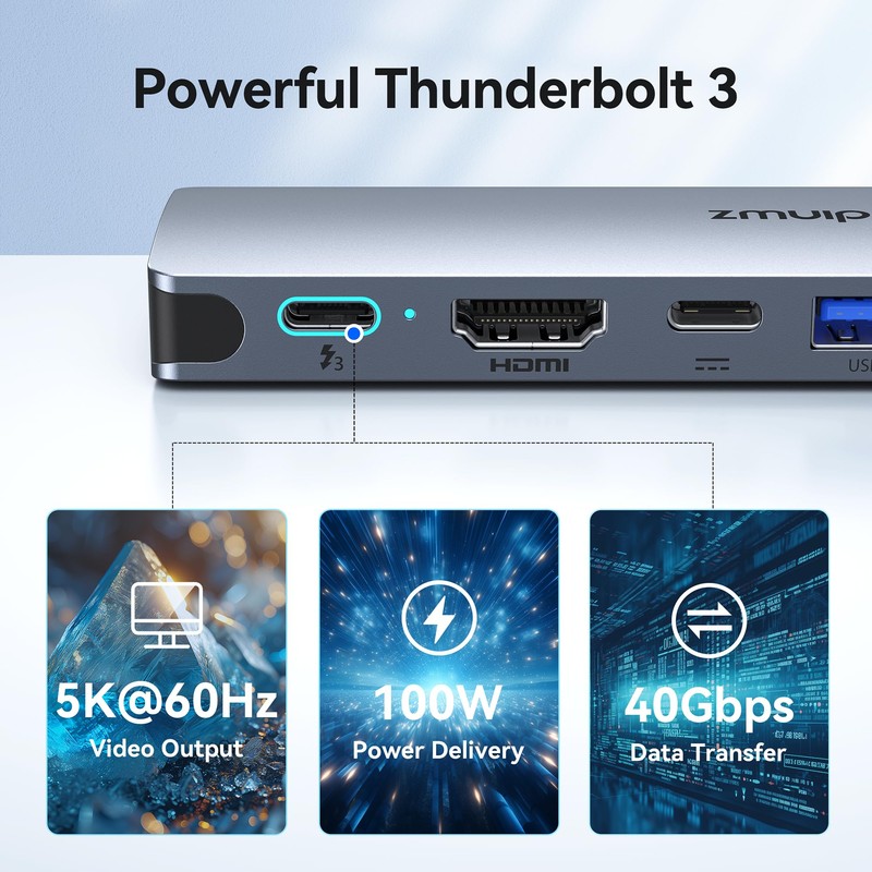 USB C Adapter for MacBook, 8 IN 2 USB C