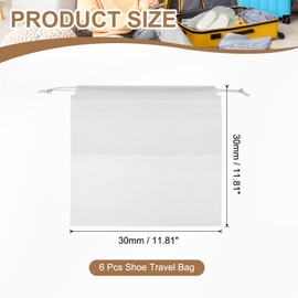PATIKIL Shoe Bags for Travel 12", 6 Pcs Dustproof Drawstring Bags Dust Cover Non-Woven Travel Shoe Storage Bag for Packing with Clear Window for Women Men Handbag Purse, White