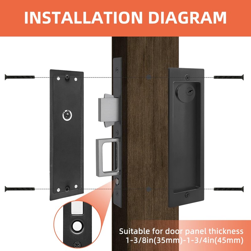 Modern Pocket Door Hardware Privacy Lock, Modern Pocket Door Lock