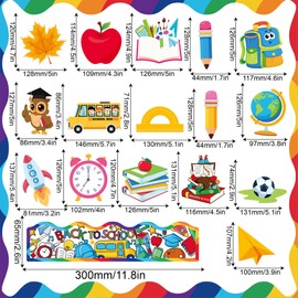 RAORAOYUE 53PCS Back to School Bulletin Board Decorations Set, DIY School Classroom Cutouts with Glue Points for School Classroom Chalkboard Preschool Wall Door Decor