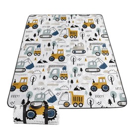 Smell Sunshine Outdoor Picnic Blanket Portable Ultrasonic Waterproof Picnic Mat Truck Excavator Printed Camping Beach Mat for Sand and Wet Grass Hiking (Truck Excavator S)
